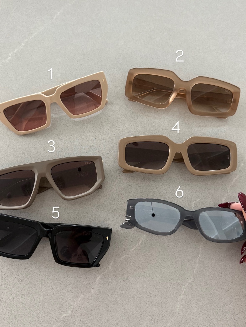 DEZI Women’s Rectangular Sunglasses — Beige, Brown & Black Assorted
